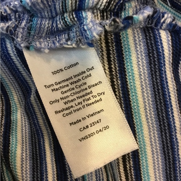 T For Talbots XL Petite Blues White And Black Stripe Long Sleeve Pullover - Picture 7 of 14